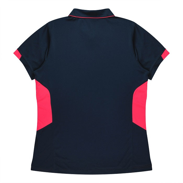 Aussie Pacific N2311 Tasman Ladies Polo - Navy/Neon/Pink - Back View