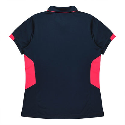 Aussie Pacific N2311 Tasman Ladies Polo - Navy/Neon/Pink - Back View