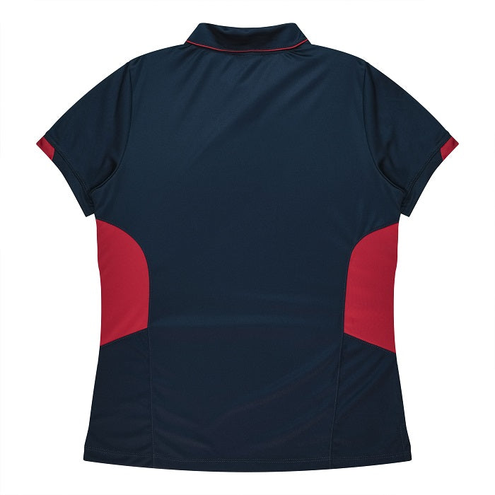 Aussie Pacific N2311 Tasman Ladies Polo - Navy/Red - Back View