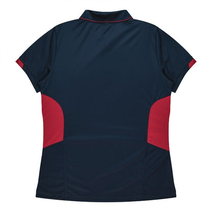 Aussie Pacific N2311 Tasman Ladies Polo - Navy/Red - Back View