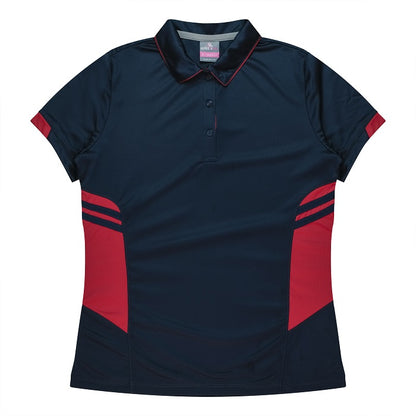 Aussie Pacific N2311 Tasman Ladies Polo - Navy/Red - Front View