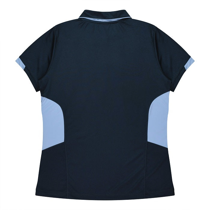 Aussie Pacific N2311 Tasman Ladies Polo - Navy/Sky Blue - Back View