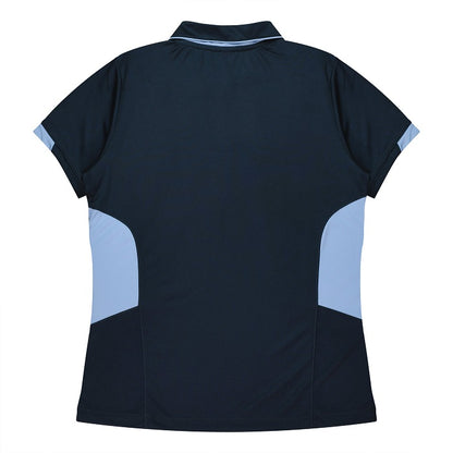 Aussie Pacific N2311 Tasman Ladies Polo - Navy/Sky Blue - Back View