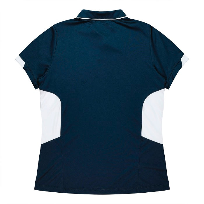 Aussie Pacific N2311 Tasman Ladies Polo - Navy/White - Back View