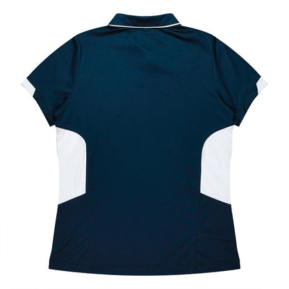Aussie Pacific N2311 Tasman Ladies Polo - Navy/White - Back View