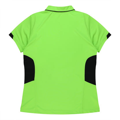 Aussie Pacific N2311 Tasman Ladies Polo - Neon/Green/Black - Back View