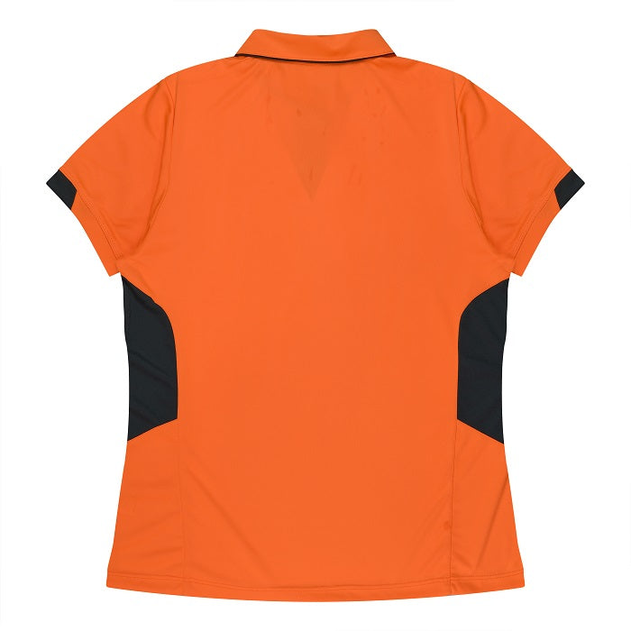 Aussie Pacific N2311 Tasman Ladies Polo - Neon/Orange/Slate - Back View