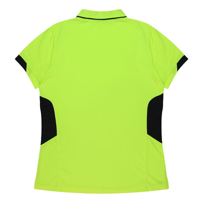 Aussie Pacific N2311 Tasman Ladies Polo - Neon/Yellow/Black - Back View