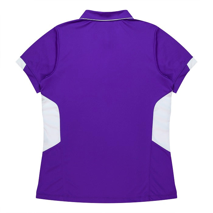 Aussie Pacific N2311 Tasman Ladies Polo - Purple/White - Back View