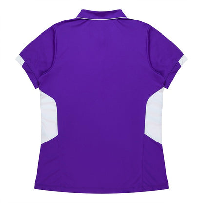 Aussie Pacific N2311 Tasman Ladies Polo - Purple/White - Back View