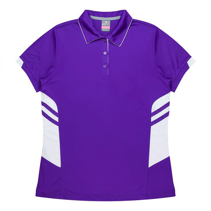Aussie Pacific N2311 Tasman Ladies Polo - Purple/White - Front View