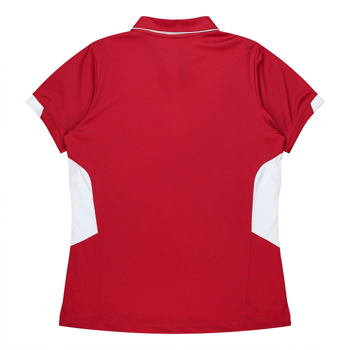 Aussie Pacific N2311 Tasman Ladies Polo - Red/White - Back View