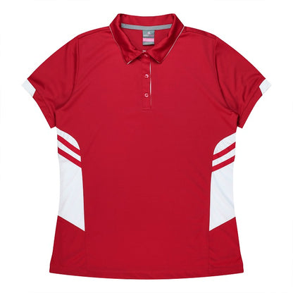 Aussie Pacific N2311 Tasman Ladies Polo - Red/White - Front View