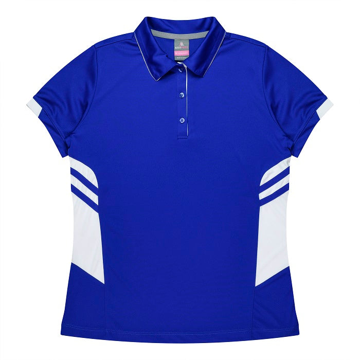 Aussie Pacific N2311 Tasman Ladies Polo - Royal Blue/White - Front View