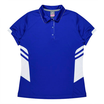 Aussie Pacific N2311 Tasman Ladies Polo - Royal Blue/White - Front View