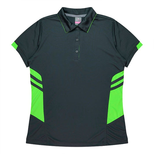 Aussie Pacific N2311 Tasman Ladies Polo Slate/Neon Green