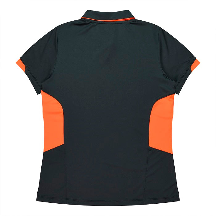 Aussie Pacific N2311 Tasman Ladies Polo - Slate/Neon/Orange - Back View