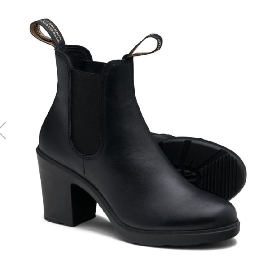 Womens high heel black Premium  slip on water resistant leather Blundstone 2365 Womens Series Heeled Non Safety Boots
