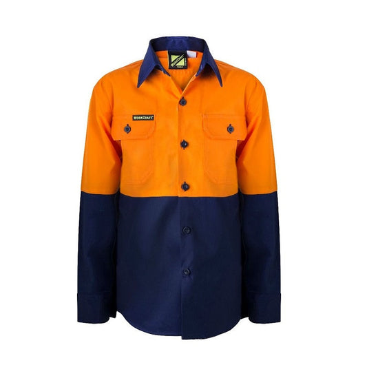 Workcraft WSK127 DISCONTINUED Kids HiVis 2 Tone L/Sleeve Shirt