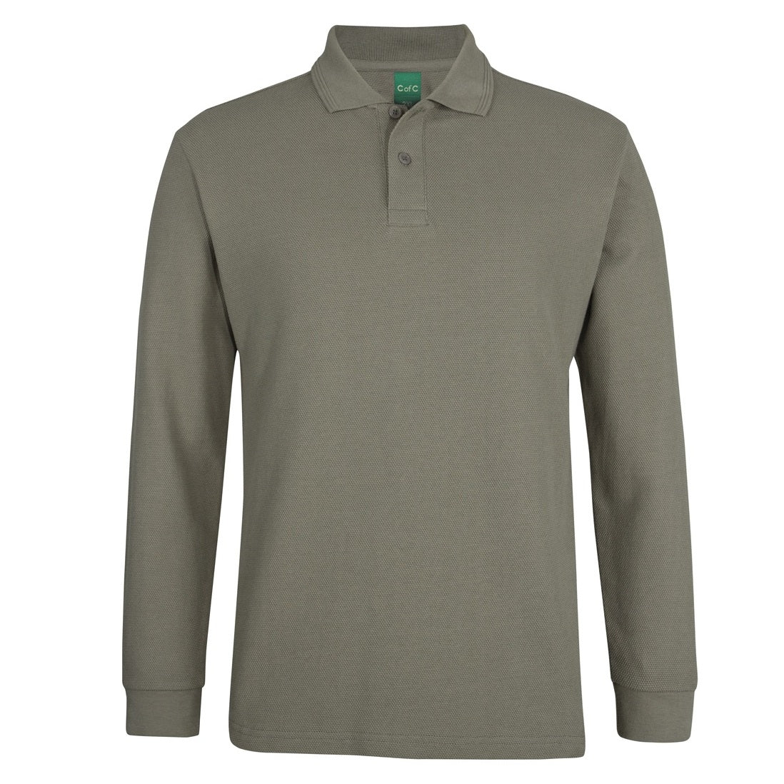 JBs Wear 2PCL C of C L/S 320G Popcorn Cotton Polo - Taupe - Front View