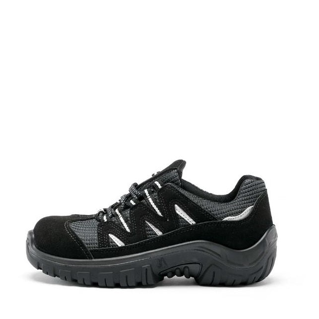Black safety shoe on a white background