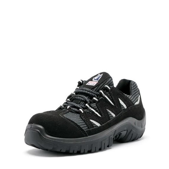 Black safety shoe on a white background