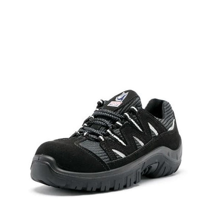 Black safety shoe on a white background