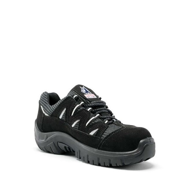 Black and gray sneaker on a white background