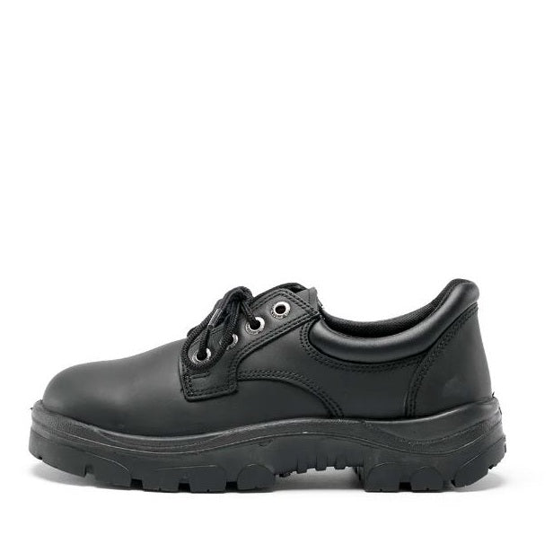 Black safety shoe on a white background
