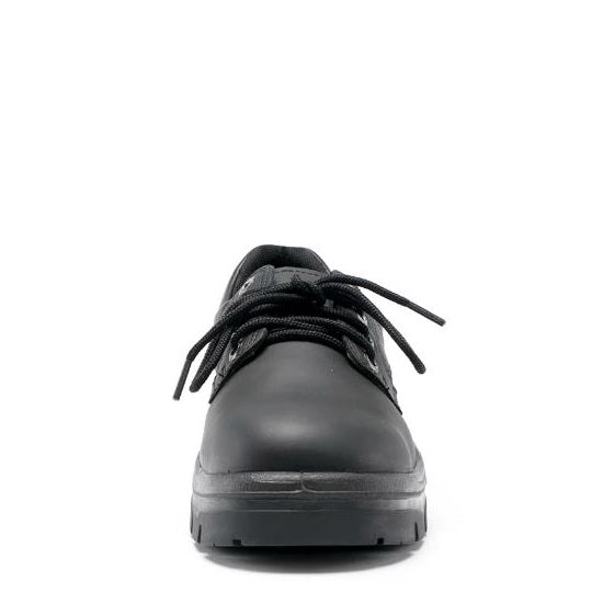 Black safety shoe on a white background