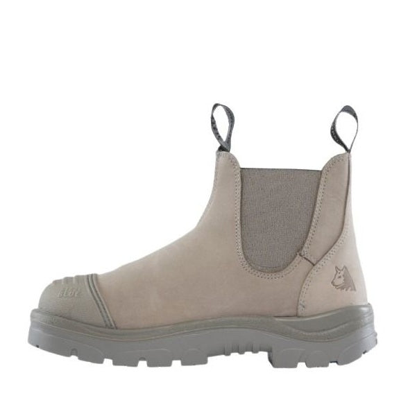 Grey Chelsea boot with a white background