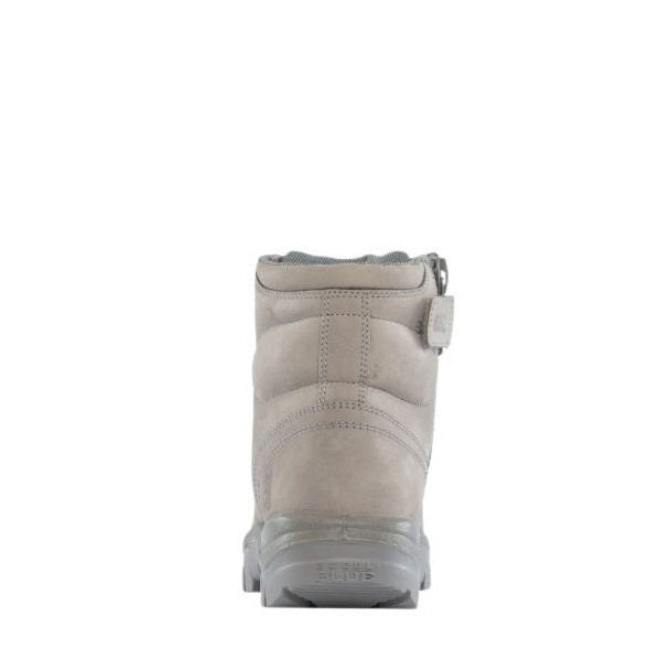 Grey winter boot on a white background