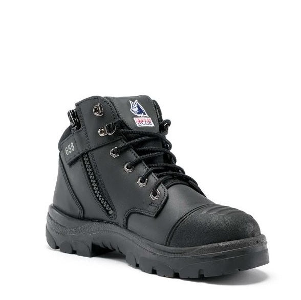 Steel Blue 312658 Parkes Zip Scuff Safety Boots - Black - Angled View