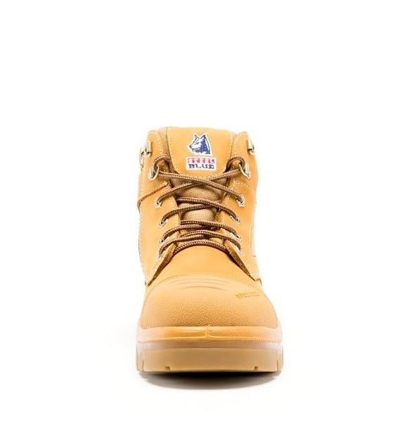 Yellow boot with brand logo on a white background