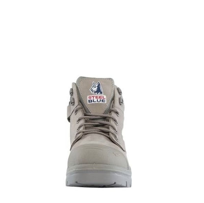 Grey Workboot with zip on white background