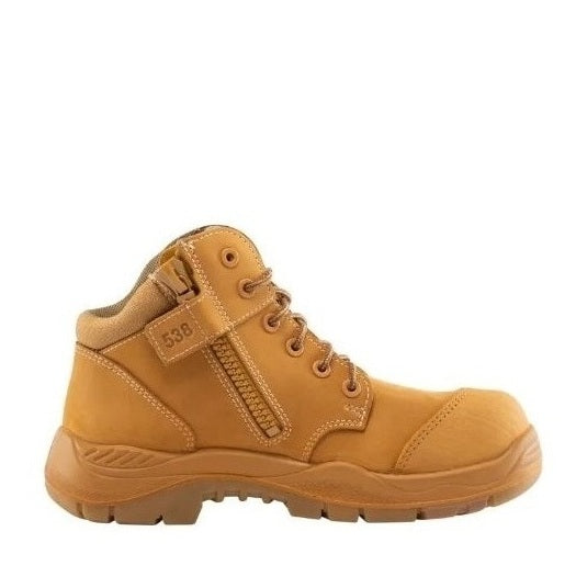 Yellow work boot on a white background