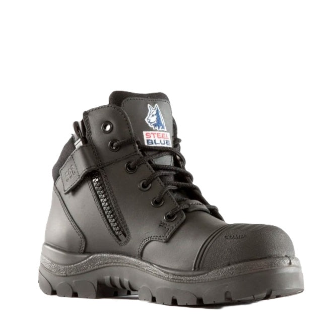 Steel Blue 318598 Parkes Zip Scuff Composite Boots - Black - Angled View