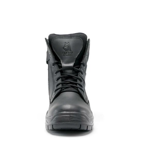 Black high-top sneaker on a white background