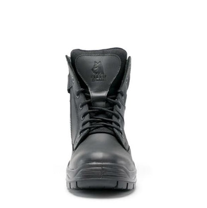 Black high-top sneaker on a white background