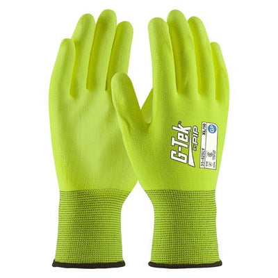 PIP 33-425LY G-TEK 13gg HI-VIS POLYESTER GP PU PALM DIP