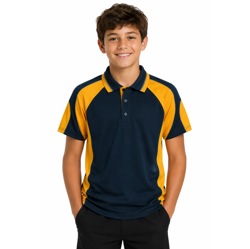 Aussie Pacific N3300 Kids Murray Polo - Navy/Gold - Lifestyle