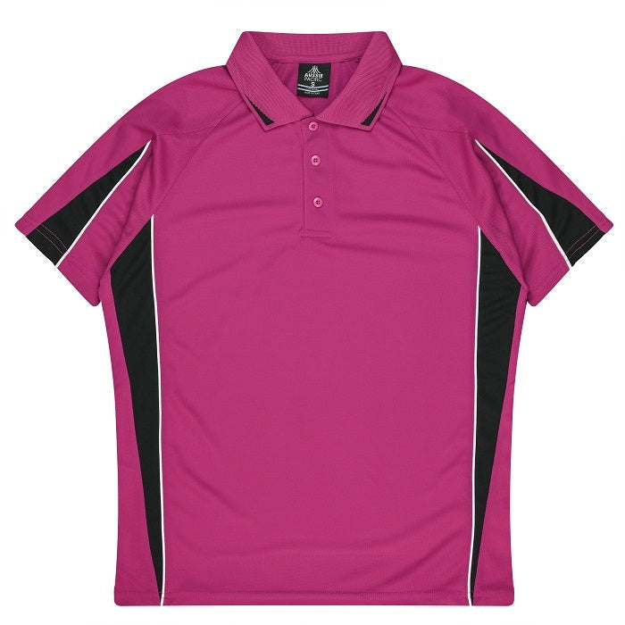 Aussie Pacific N3304 Kids Eureka Polo - Hot Pink/Black - Front View