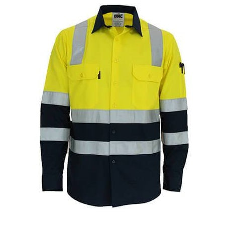 DNC 3547 HiVis 2-Tone Lightweight Cotton Bio-Motion X-Back Long Sleeve with CSR Tape