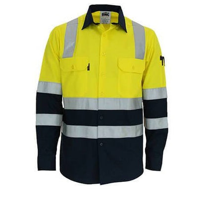 DNC 3547 HiVis 2-Tone Lightweight Cotton Bio-Motion X-Back Long Sleeve with CSR Tape