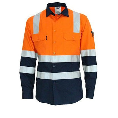 DNC 3547 HiVis 2-Tone Lightweight Cotton Bio-Motion X-Back Long Sleeve with CSR Tape