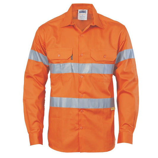 DNC 3835 Hi Vis Drill Shirt With 3M R/Tape- Long Sleeve