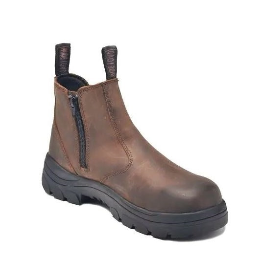 Brown leather Extra wide Wide Load 390CZN Elastic Sided Boots + Zip Non Safety Boots