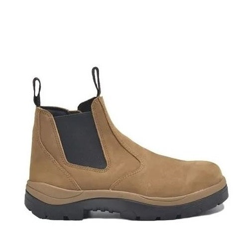 Tan brown wide toe Wide Load 390TZN Soft Toe Elastic Sided Boots + Zip Non Safety Boots