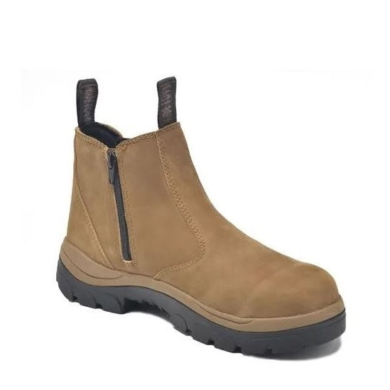 Tan brown zip sided Wide Load 390TZN Soft Toe Elastic Sided Boots + Zip Non Safety Boots