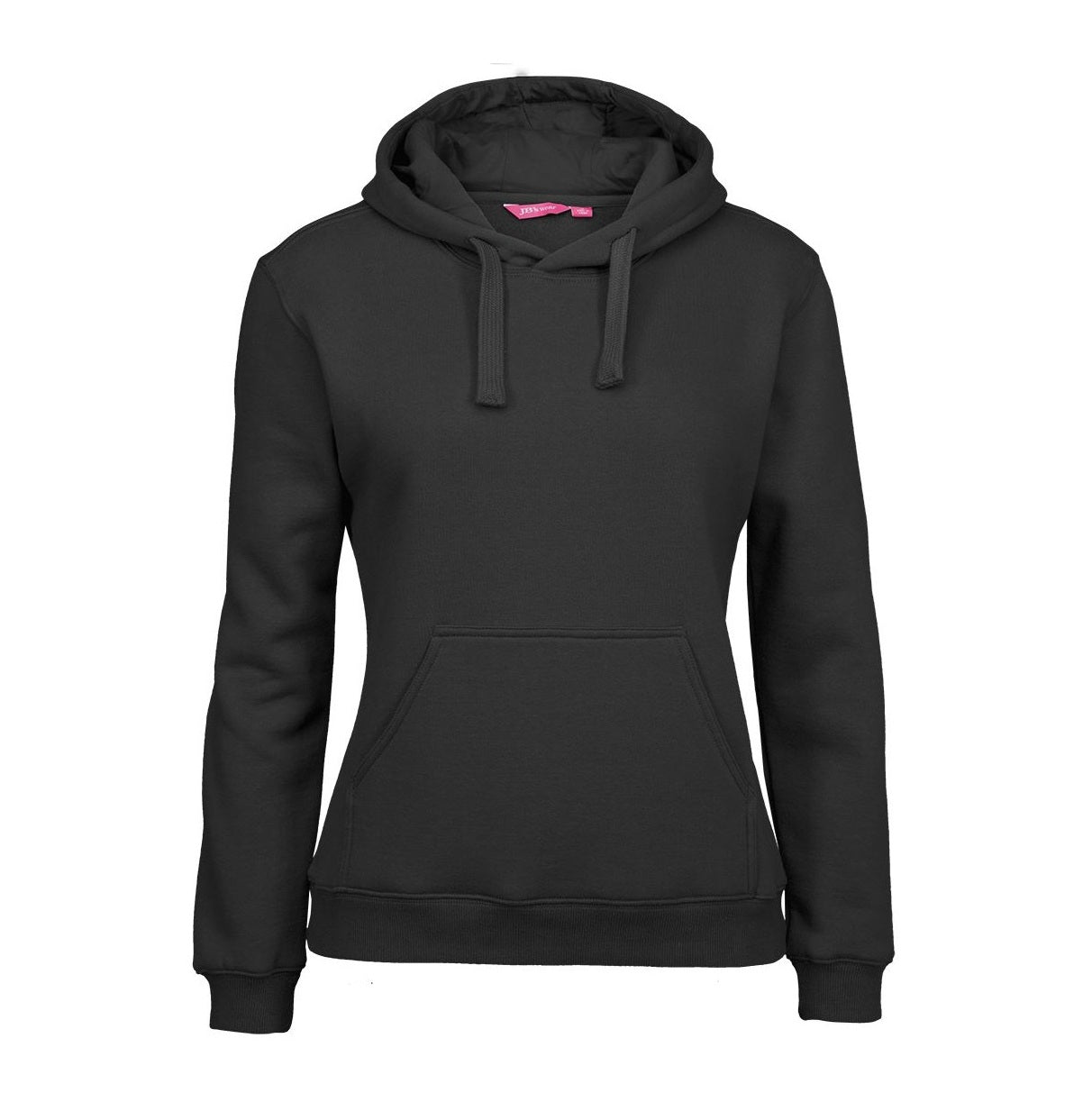JB's Wear 3FH1 Ladies Fleecy Hoodie with Kangaroo pocket - Black colour - Front
